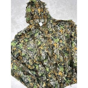 Pellor Mens 3D Leafy Camouflage Hunting Jacket Ghillie Suit Hooded Coat Green XL